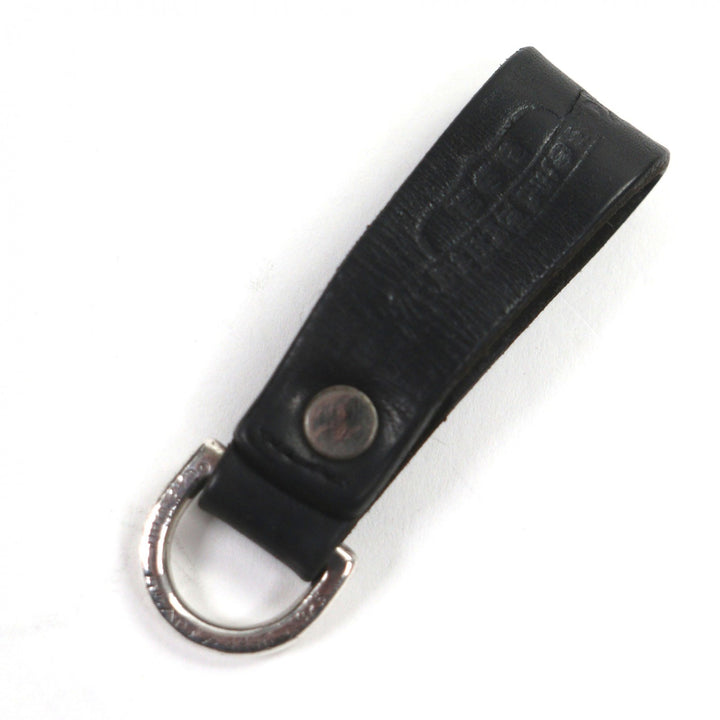 美品▼CHROME HEARTS クロムハーツ BELT LOOP D RING ベルトループ 925 レザー クロスボール キーホルダー ブラック シルバー 総重量22g