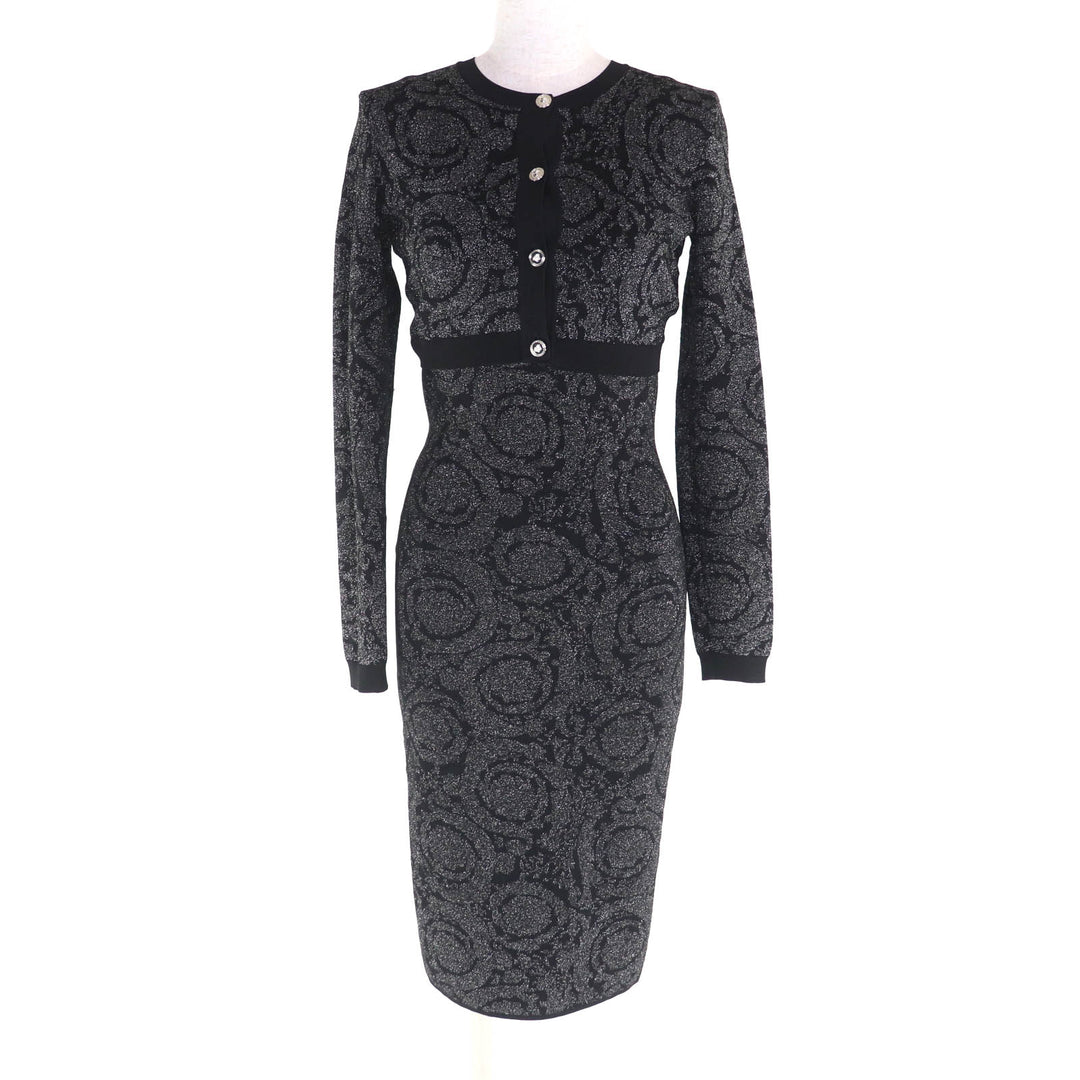 極美品★VERSACE ヴェルサーチ 2023年製 1011020/1011396 メデューサ バロッコ ルレックスニット セットアップ 36/40 伊製 正規品