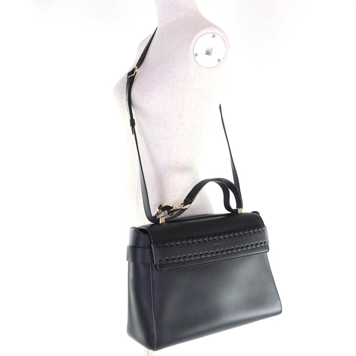美品◇Chloe クロエ CHC22WS122l91001 NACHA トップハンドル 2WAY レザー ハンド/ショルダーバッグ ブラック 保存袋付き 伊製 レディース
