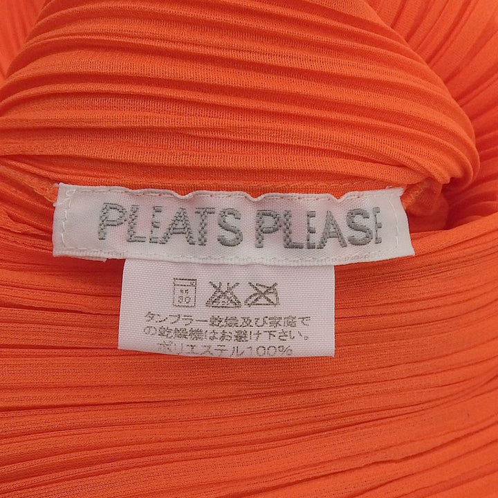極美品▲PLEATS PLEASE プリーツプリーズ イッセイミヤケ PP11-JH201 マキシ丈 ノースリーブワンピース ネオンオレンジ 2 日本製 正規品