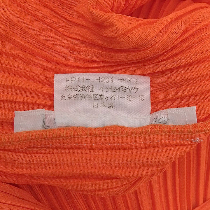 極美品▲PLEATS PLEASE プリーツプリーズ イッセイミヤケ PP11-JH201 マキシ丈 ノースリーブワンピース ネオンオレンジ 2 日本製 正規品