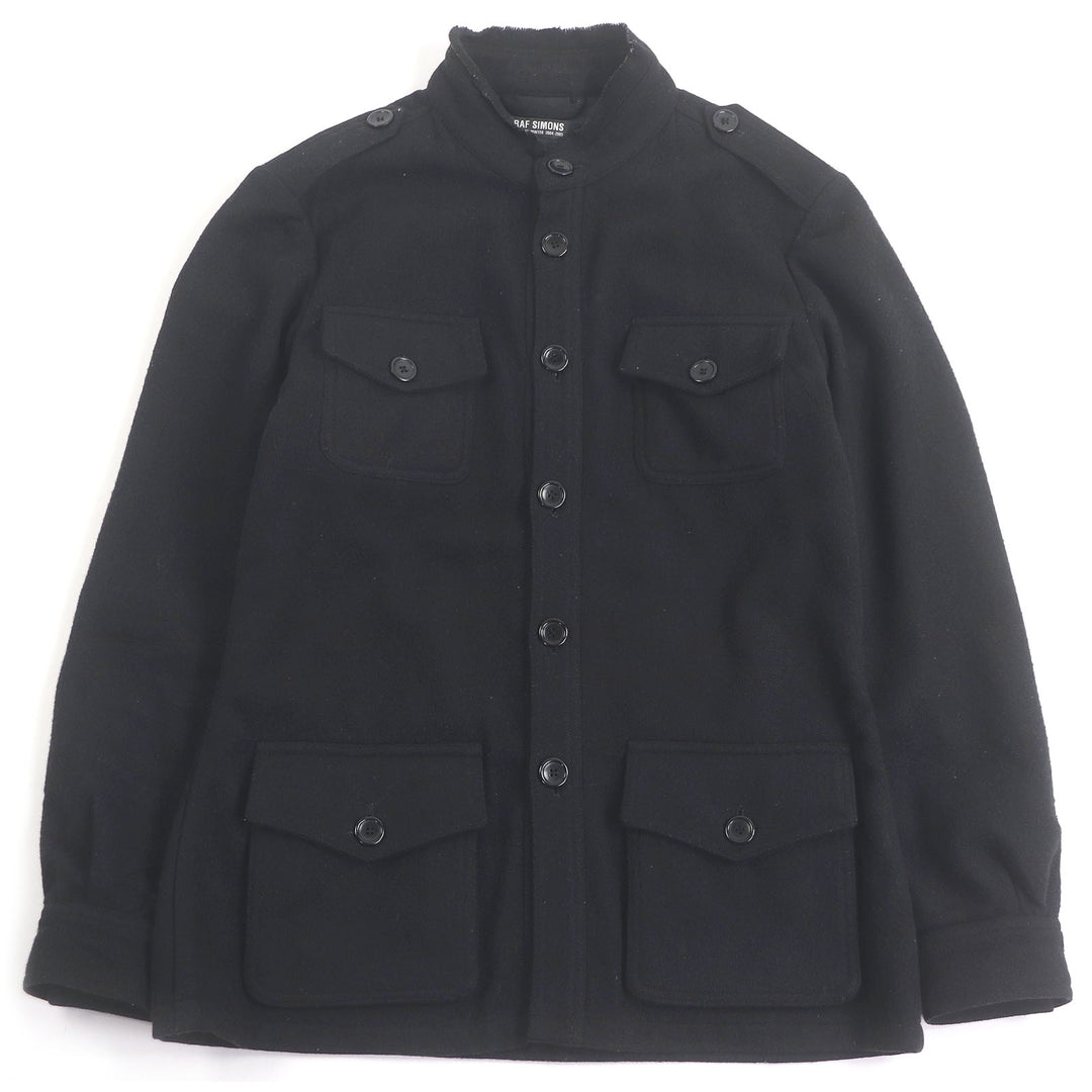 美品□RAF SIMONS ラフシモンズ ウール100％ 04AW WAVES期 M-65 ミリタリージャケット ブルゾンジャケット ブラック 46 正規品 メンズ