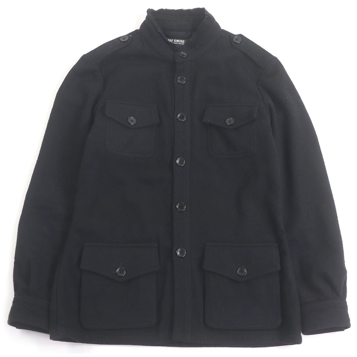 美品□RAF SIMONS ラフシモンズ ウール100％ 04AW WAVES期 M-65 ミリタリージャケット ブルゾンジャケット ブラック 46 正規品 メンズ