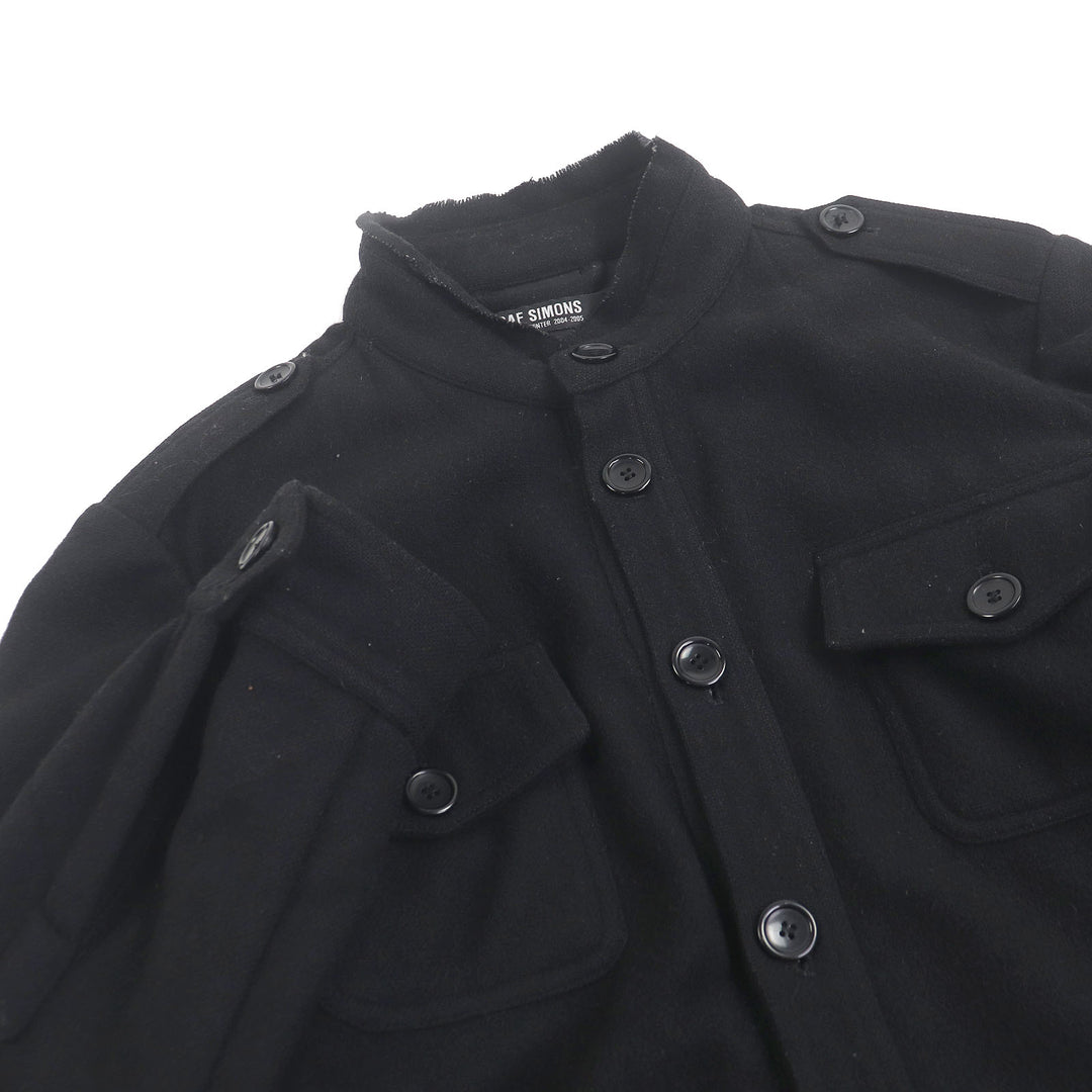 美品□RAF SIMONS ラフシモンズ ウール100％ 04AW WAVES期 M-65 ミリタリージャケット ブルゾンジャケット ブラック 46 正規品 メンズ