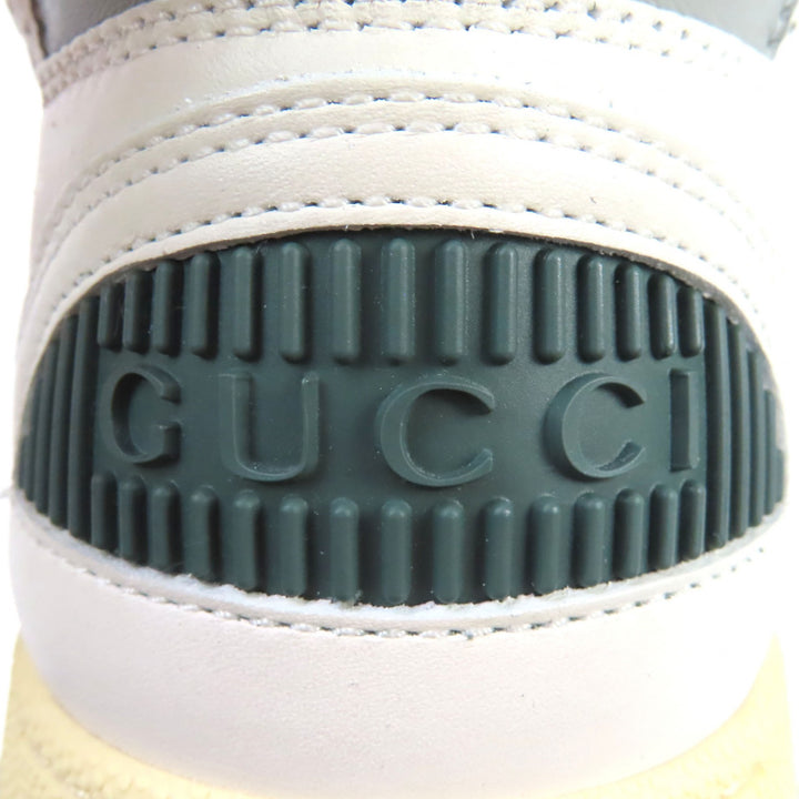 未使用品◇GUCCI グッチ 765437 インターロッキングG ヴィンテージ加工 ハイカット レザー スニーカー シルバー金具 36.5 箱・保存袋付き