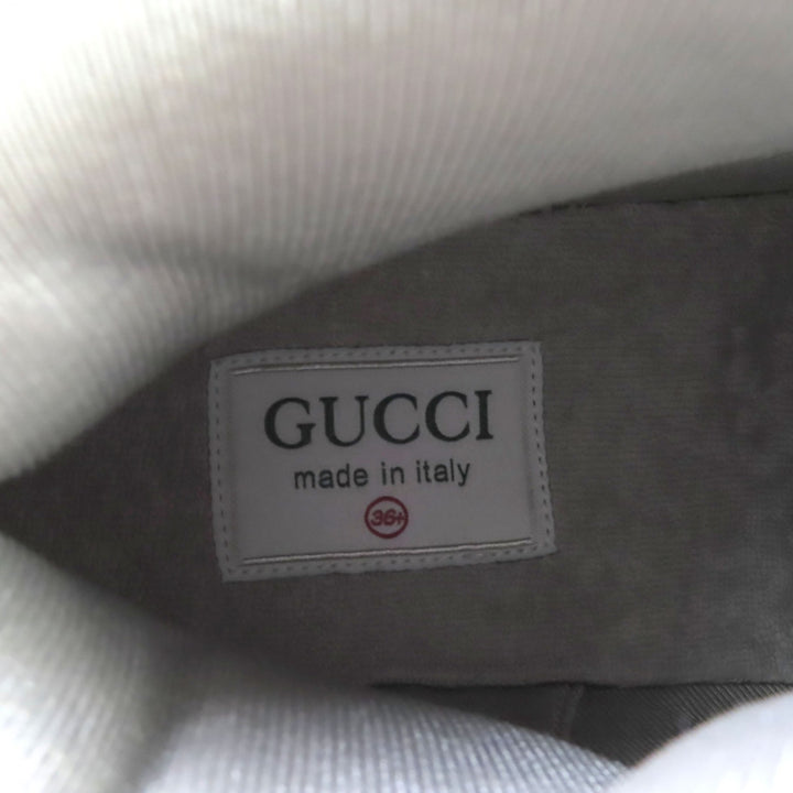 未使用品◇GUCCI グッチ 765437 インターロッキングG ヴィンテージ加工 ハイカット レザー スニーカー シルバー金具 36.5 箱・保存袋付き