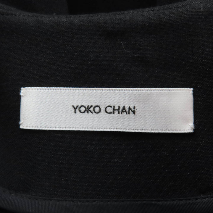 極美品☆YOKO CHAN ヨーコチャン YCD-320-695 フェイクパール付 フレンチスリーブ ワンピース ブラック 36 日本製 正規品 レディース