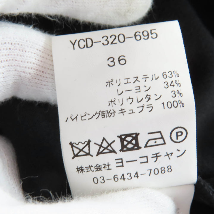 極美品☆YOKO CHAN ヨーコチャン YCD-320-695 フェイクパール付 フレンチスリーブ ワンピース ブラック 36 日本製 正規品 レディース
