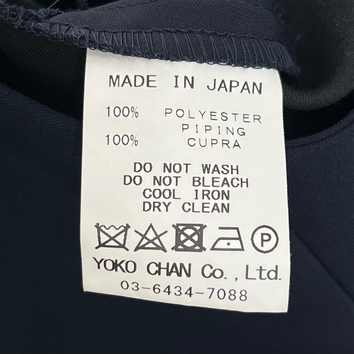 極美品▲YOKO CHAN ヨーコチャン YCD-619-459 Vネック フレア ノースリーブ ワンピース ネイビー 36 日本製 正規品 レディース