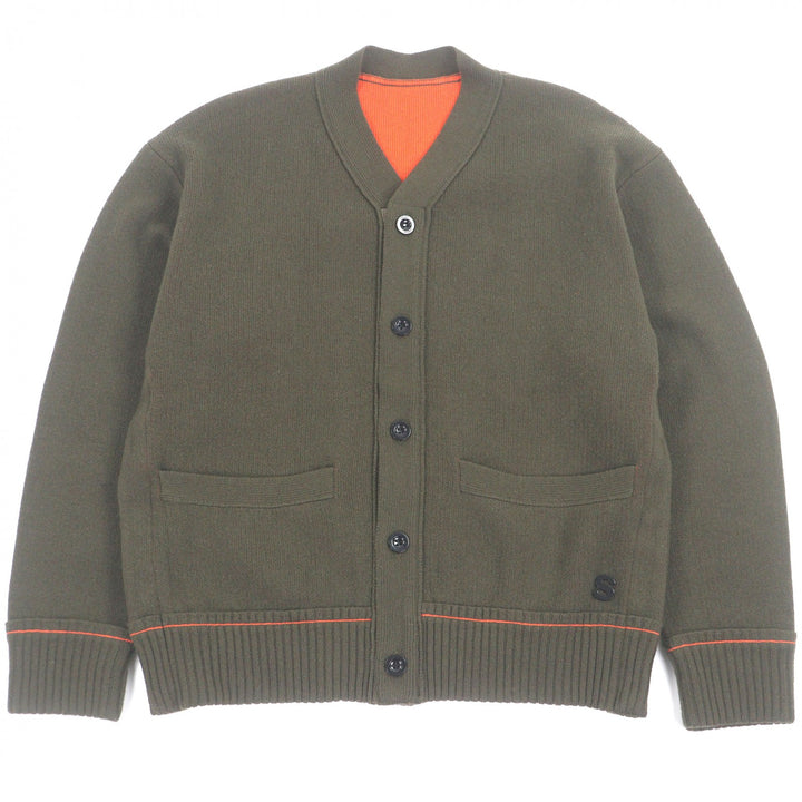 美品□Sacai サカイ 22-02859M Studs Cashmere Knit Cardigan カシミヤ混 ロゴボタン ピンバッジ ニットカーディガン カーキ 1 正規品