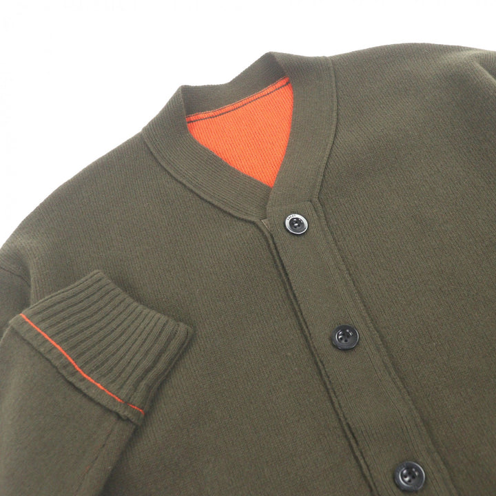 美品□Sacai サカイ 22-02859M Studs Cashmere Knit Cardigan カシミヤ混 ロゴボタン ピンバッジ ニットカーディガン カーキ 1 正規品