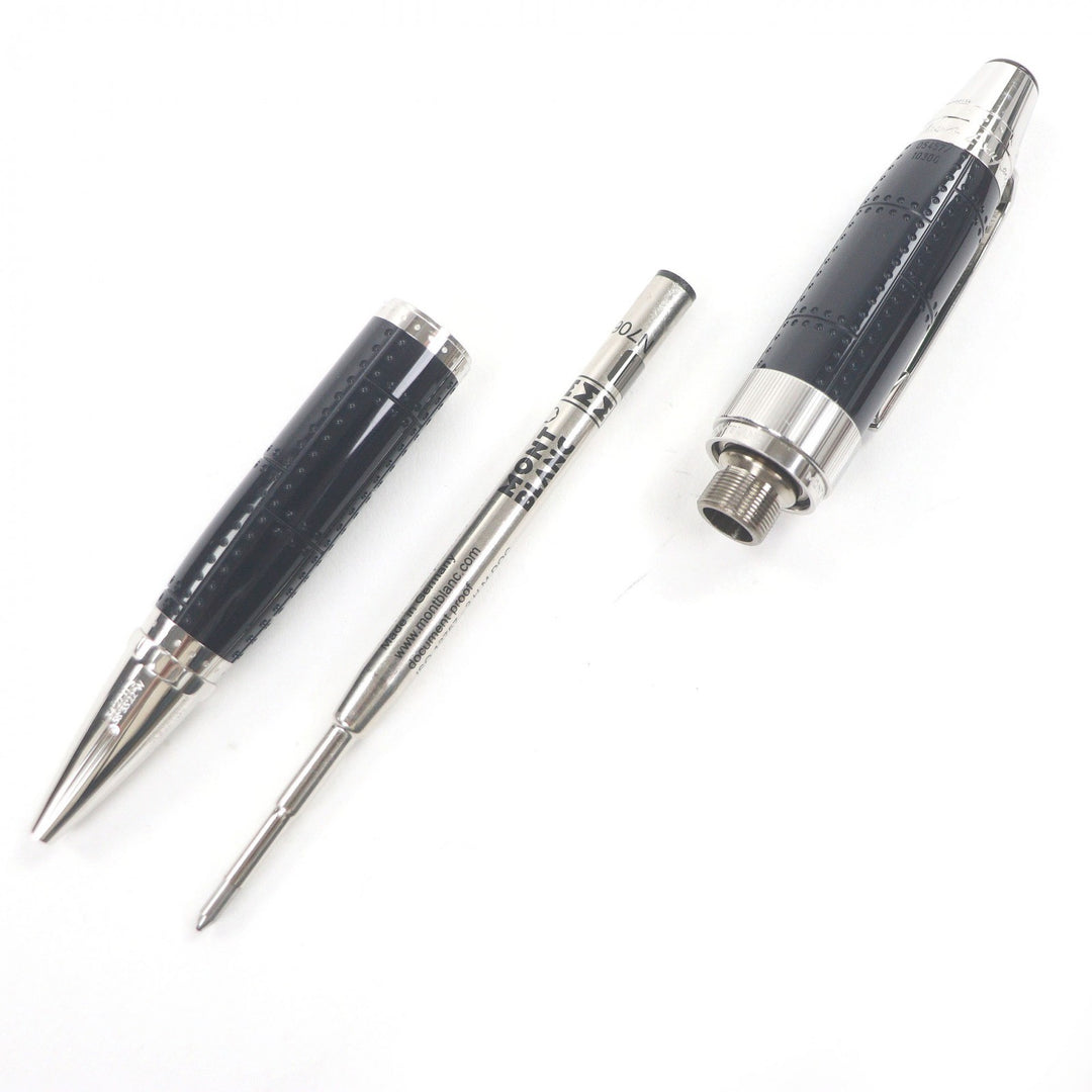 美品□MONTBLANC 作家シリーズアントワーヌ･ド･サン=テグジュペリ 限定モデル ボールペン ダークネイビー シルバー ドイツ製 筆記OK