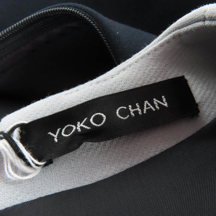未使用品☆YOKO CHAN ヨーコチャン YCD-120-568 フェイクパール付 ノースリーブ ワンピース グレー ネイビー 38 正規品 レディース