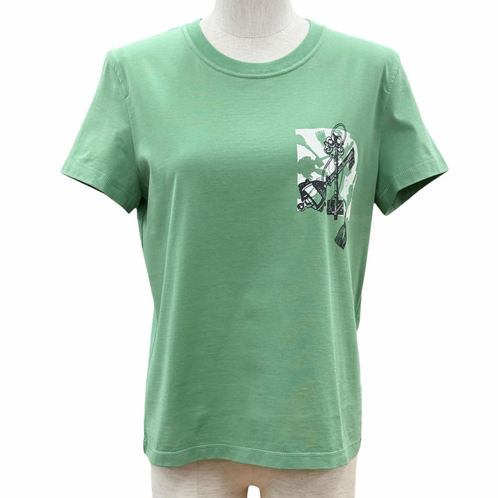 未使用品◇HERMES エルメス 25SS 5E4634DA カルトゥッシュ コットン100％ 半袖Ｔシャツ Vert Opaline (グリーン) 36 仏製 レディース