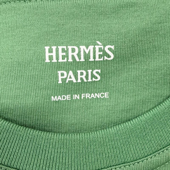 未使用品◇HERMES エルメス 25SS 5E4634DA カルトゥッシュ コットン100％ 半袖Ｔシャツ Vert Opaline (グリーン) 36 仏製 レディース