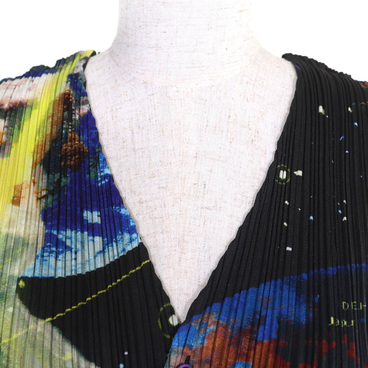 極美品◇PLEATS PLEASE 横尾忠則 プリーツプリーズ イッセイミヤケ PP02-JE101 ミレニアムクリシュナ 宇宙柄 ベスト 3 日本製 正規品