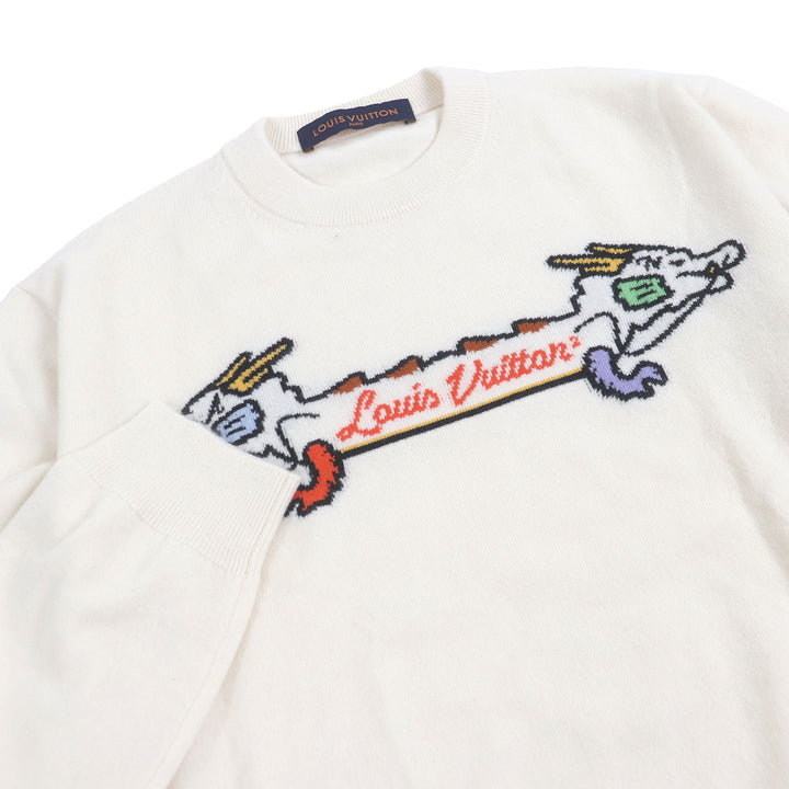 極美品□LOUIS VUITTON NIGO ルイヴィトン ニゴー カシミヤ ウール インタルシア ジャカード ドラゴン セーター S イタリア製 正規品