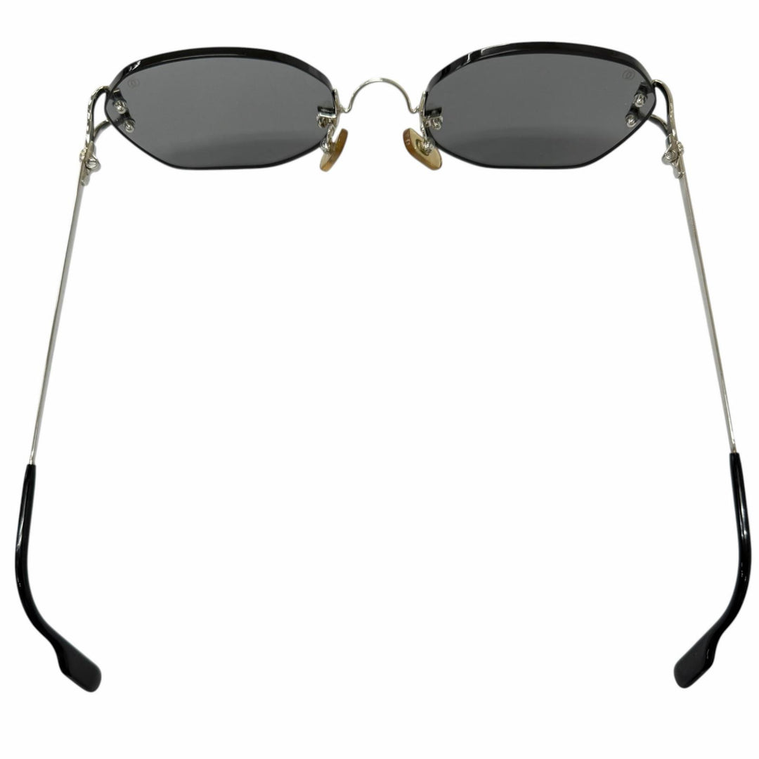 美品□Cartier カルティエ トリニティ ツーポイント リムレス サングラス アイウェア シルバー ブラック □20 フランス製 ケース付き