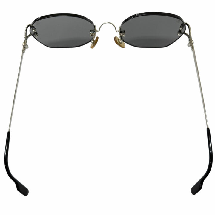 美品□Cartier カルティエ トリニティ ツーポイント リムレス サングラス アイウェア シルバー ブラック □20 フランス製 ケース付き