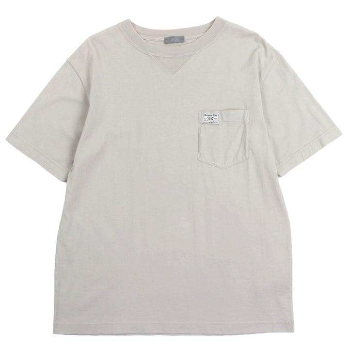 美品▼DIOR ディオール オム 243J634B0677 バックロゴ刺繍 クルーネック ショートスリーブ 半袖Ｔシャツ グレー XS 伊製 正規品 メンズ