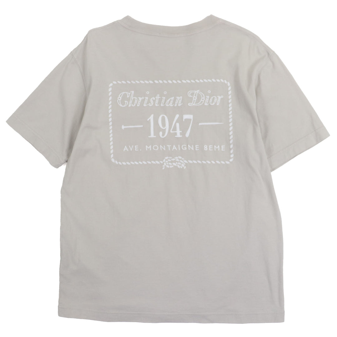 美品▼DIOR ディオール オム 243J634B0677 バックロゴ刺繍 クルーネック ショートスリーブ 半袖Ｔシャツ グレー XS 伊製 正規品 メンズ