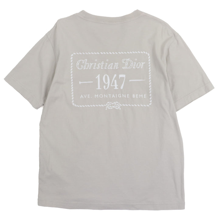 美品▼DIOR ディオール オム 243J634B0677 バックロゴ刺繍 クルーネック ショートスリーブ 半袖Ｔシャツ グレー XS 伊製 正規品 メンズ