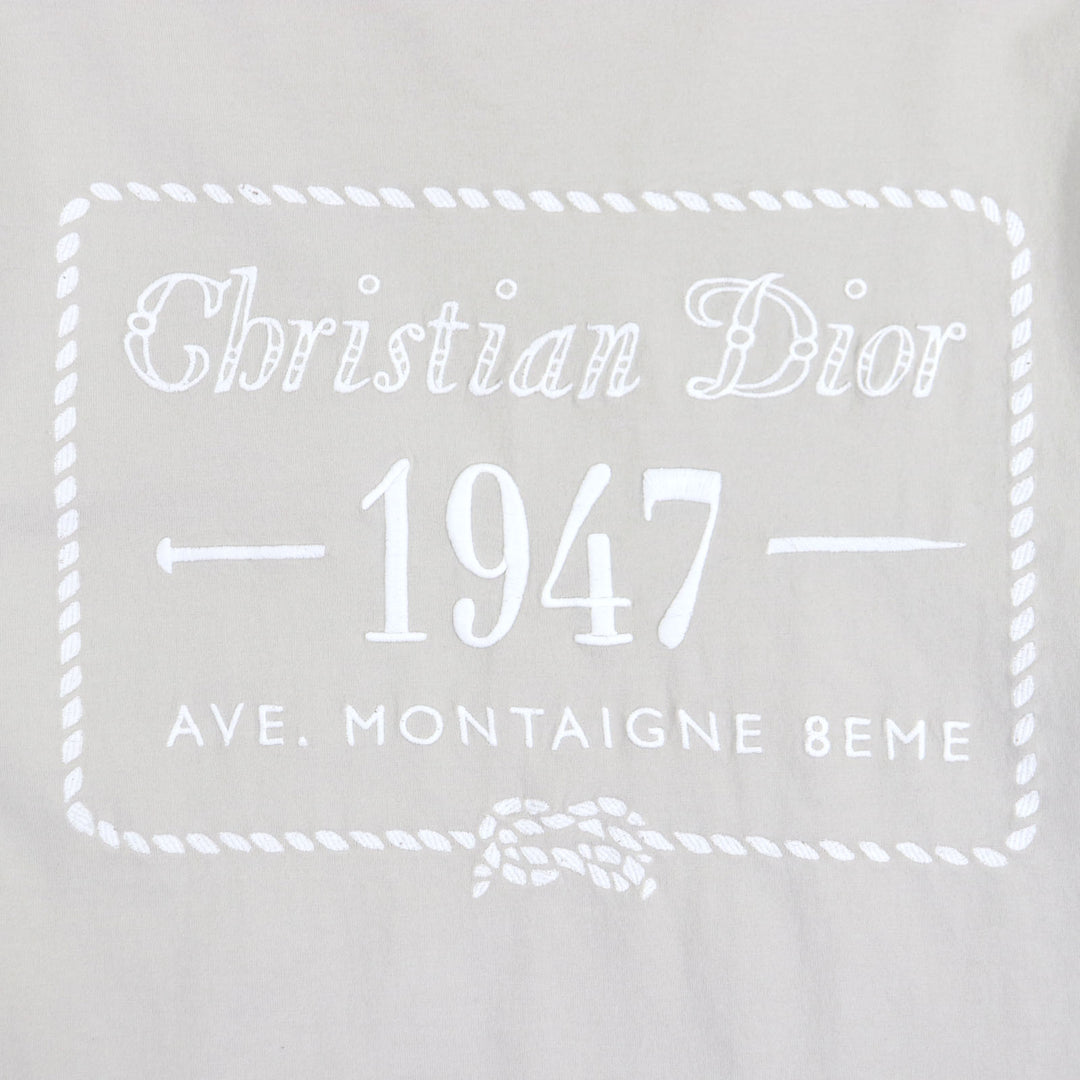 美品▼DIOR ディオール オム 243J634B0677 バックロゴ刺繍 クルーネック ショートスリーブ 半袖Ｔシャツ グレー XS 伊製 正規品 メンズ
