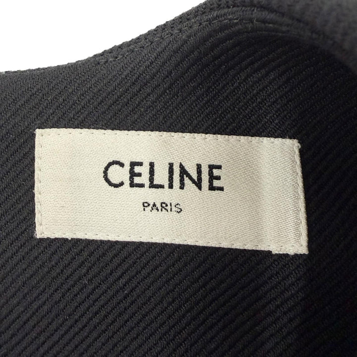 極美品☆CELINE セリーヌ 2R94N383Z ウール シルク混 トリオンフ金ボタン ノースリーブ ワンピース ブラック 34 仏製 正規品 レディース
