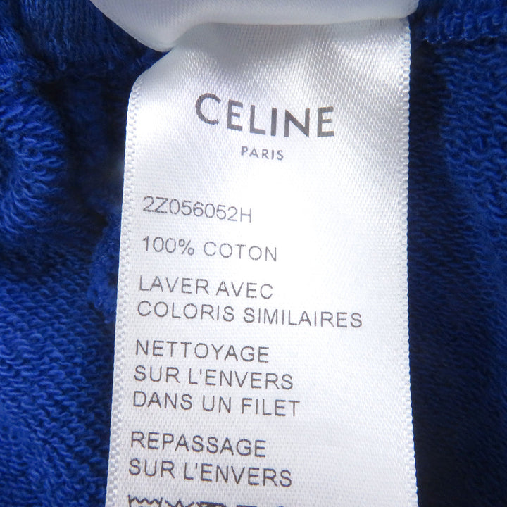 極美品□CELINE セリーヌ 2Z056052H コットン100％ ロゴプリント スウェットパンツ ジョガーパンツ ブルー L イタリア製 正規品 メンズ