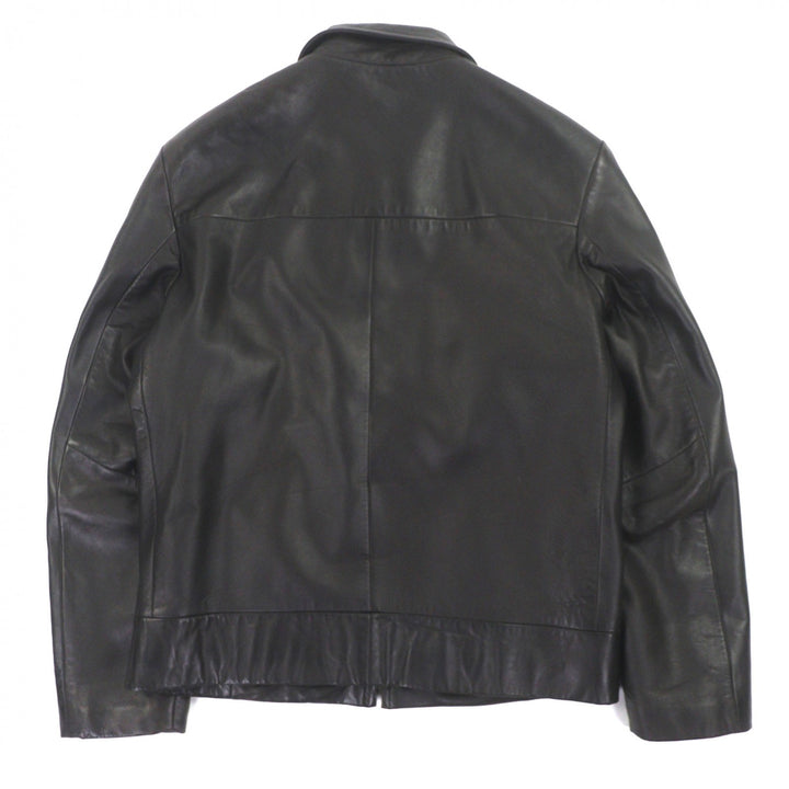 良品▼HUGO BOSS ヒューゴボス ラムレザー ダブルジップアップ ブルゾン ライダースジャケット ダークブラウン 48 メンズ