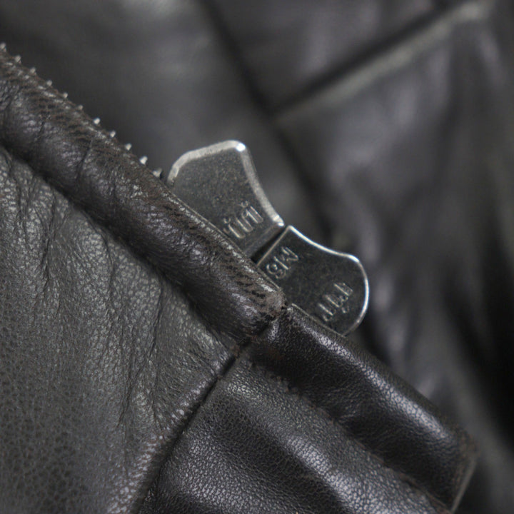 良品▼HUGO BOSS ヒューゴボス ラムレザー ダブルジップアップ ブルゾン ライダースジャケット ダークブラウン 48 メンズ