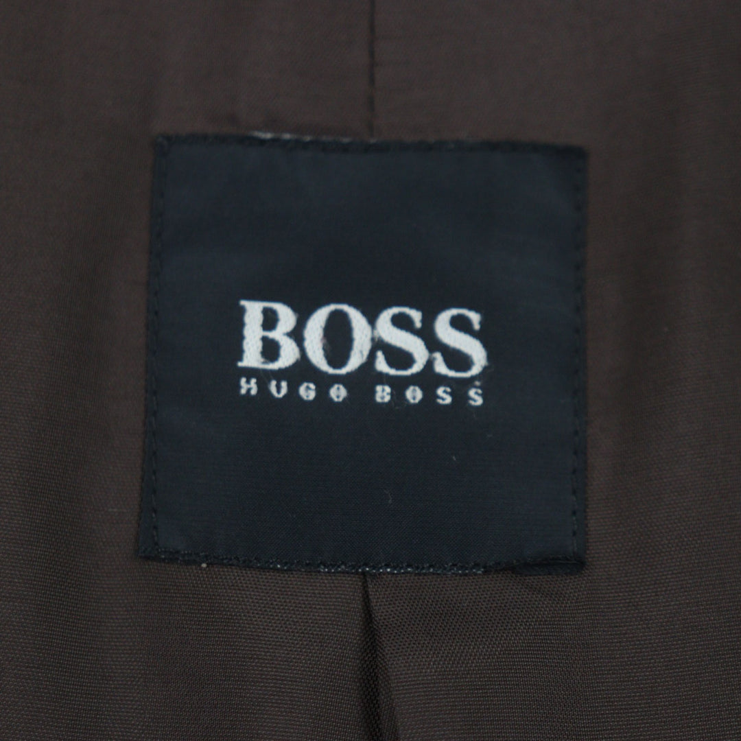 良品▼HUGO BOSS ヒューゴボス ラムレザー ダブルジップアップ ブルゾン ライダースジャケット ダークブラウン 48 メンズ