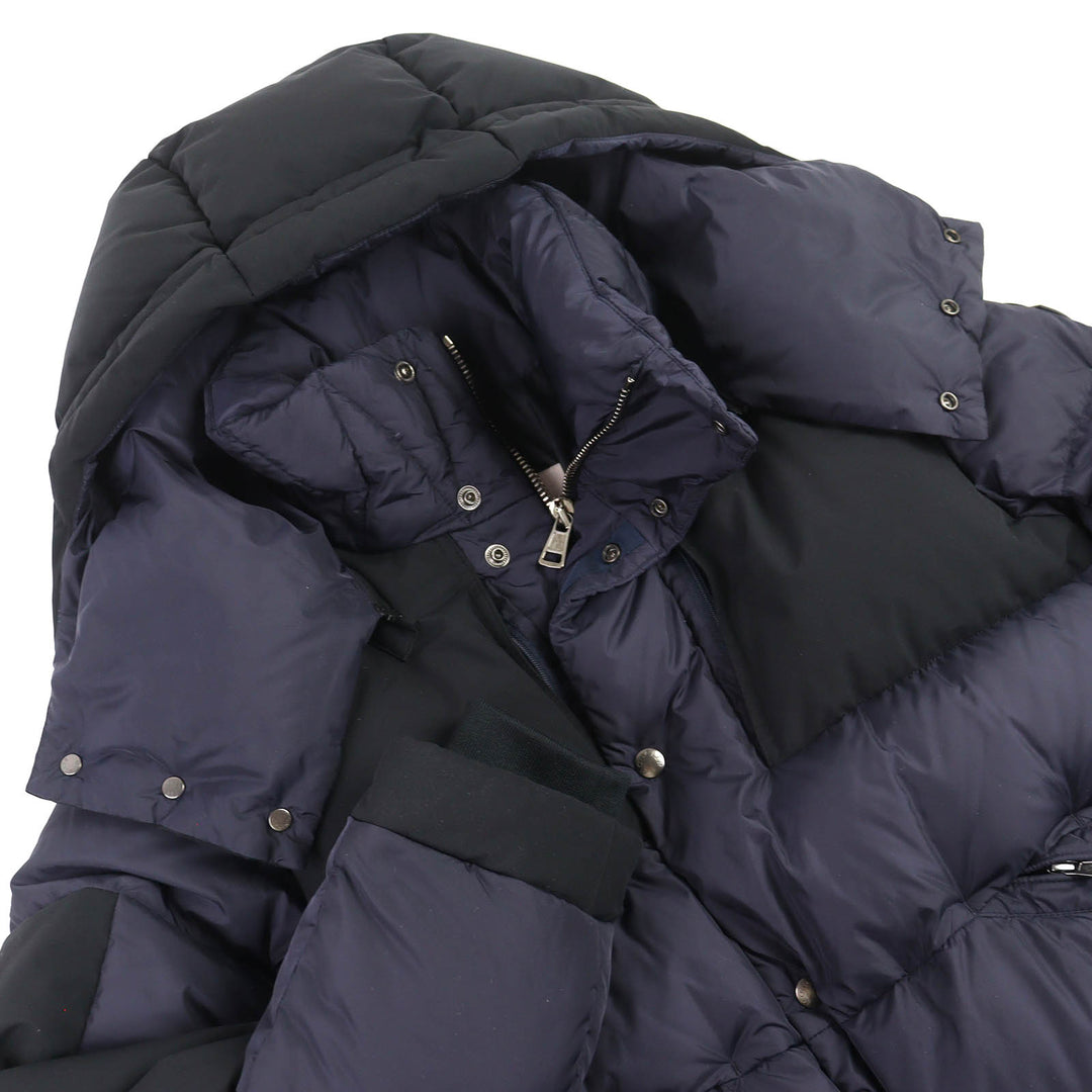 美品△MONCLER モンクレール 2021年製 JOFFE ロゴラバーワッペン フーデッド ダウンジャケット ネイビー ブラック 2 正規品 メンズ