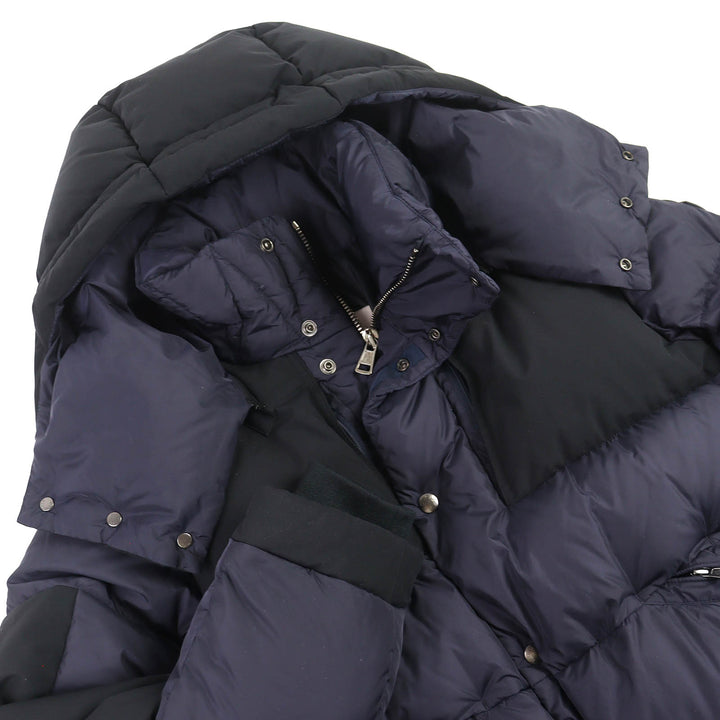 美品△MONCLER モンクレール 2021年製 JOFFE ロゴラバーワッペン フーデッド ダウンジャケット ネイビー ブラック 2 正規品 メンズ