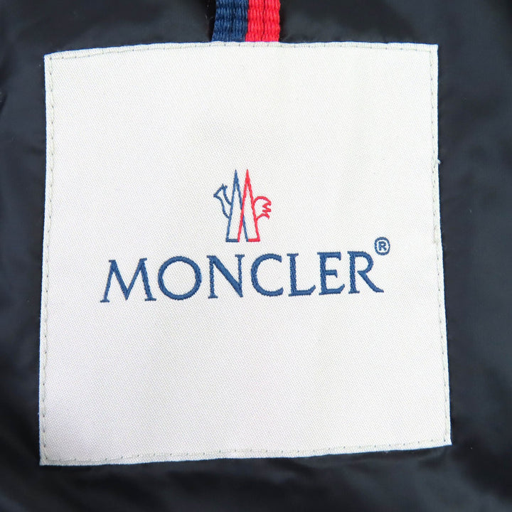 美品△MONCLER モンクレール 2021年製 JOFFE ロゴラバーワッペン フーデッド ダウンジャケット ネイビー ブラック 2 正規品 メンズ