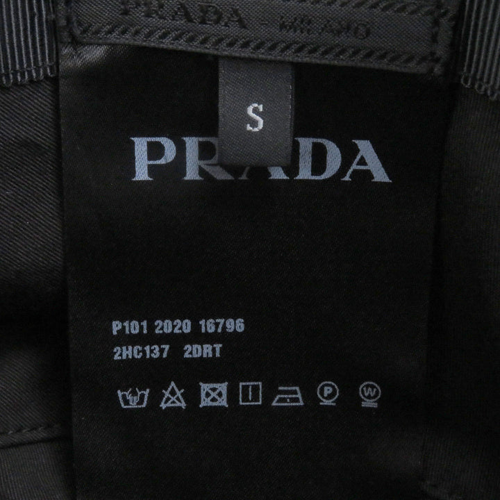 極美品□PRADA プラダ 2HC137 トライアングルロゴ Re-Nylon リサイクルポリアミド バケットハット 帽子 ブラック S 正規品 メンズ