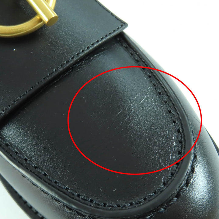 未使用品☆HERMES エルメス インパクト ゴールド金具 グレナンバックル付 レザー モカシン ブラック 36 箱・保存袋付 伊製 レディース