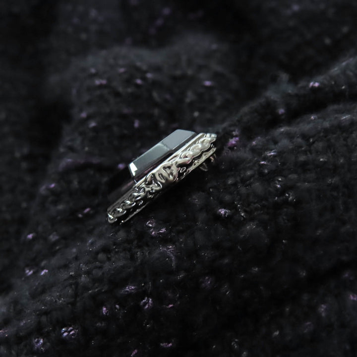 未使用品△CHANEL シャネル P44651 ココマークパーツ サイドジップ ノースリーブ ツイード ワンピース ブラック パープル 42 フランス製