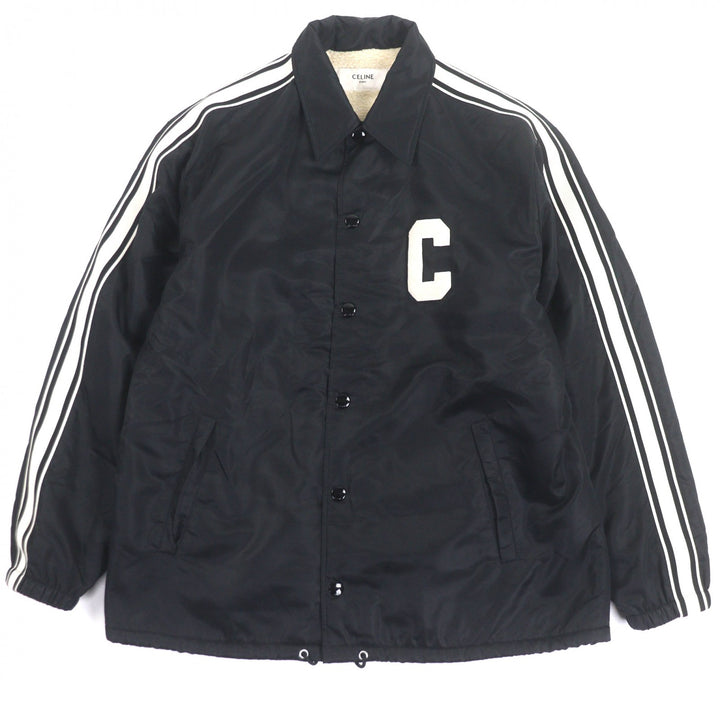 美品▼CELINE セリーヌ 24AW 2W93C227R ナイロン エディ期 フリースCパッチ付 コーチジャケット ブラック 48 正規品 メンズ 定価313500円