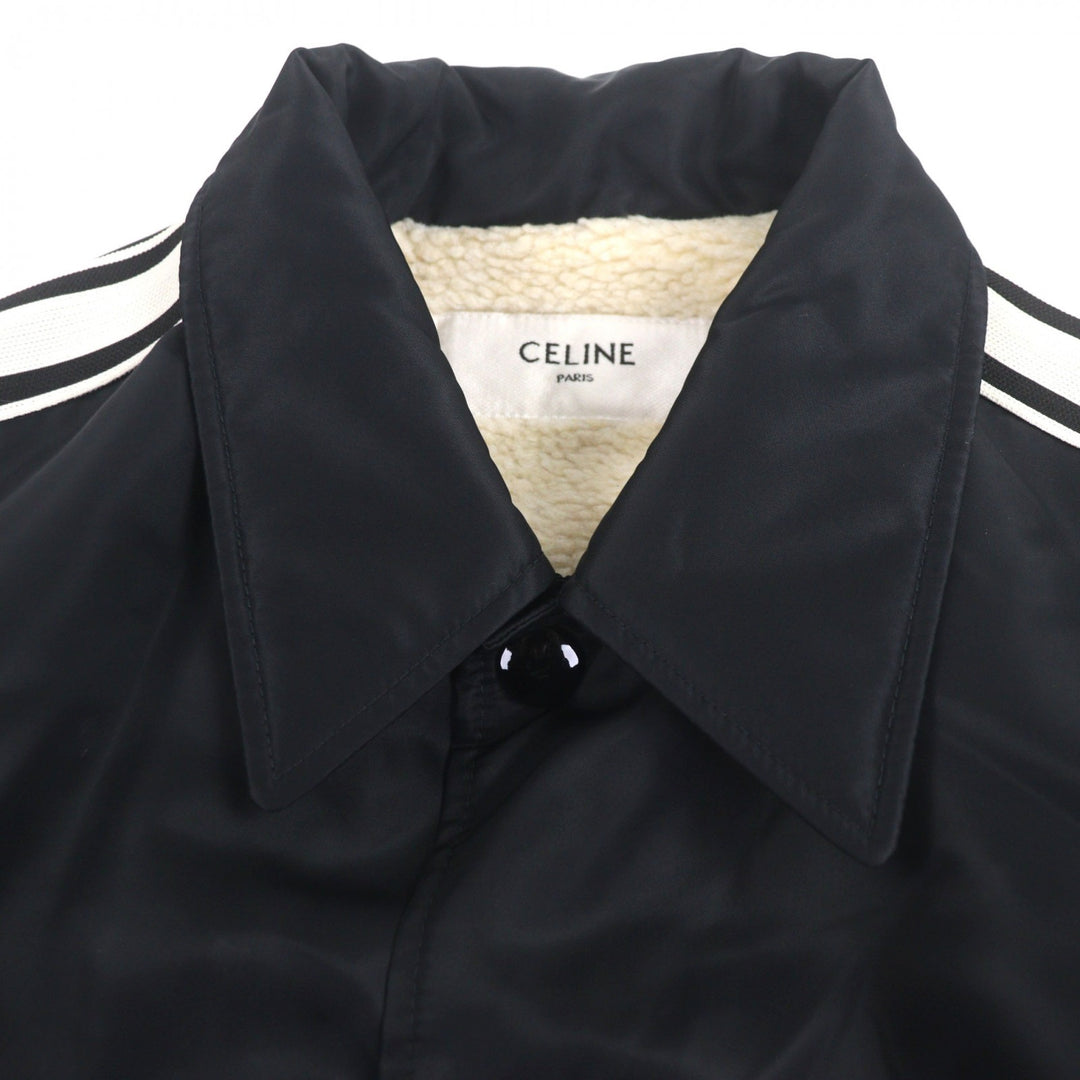 美品▼CELINE セリーヌ 24AW 2W93C227R ナイロン エディ期 フリースCパッチ付 コーチジャケット ブラック 48 正規品 メンズ 定価313500円