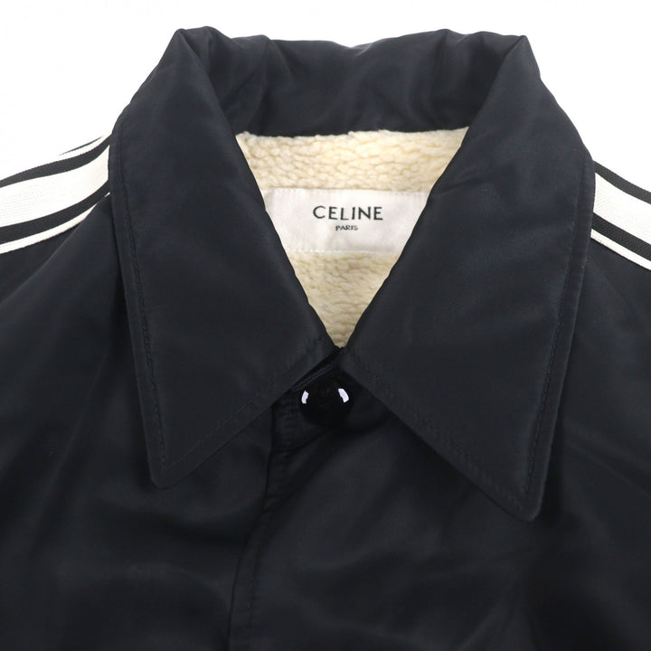 美品▼CELINE セリーヌ 24AW 2W93C227R ナイロン エディ期 フリースCパッチ付 コーチジャケット ブラック 48 正規品 メンズ 定価313500円