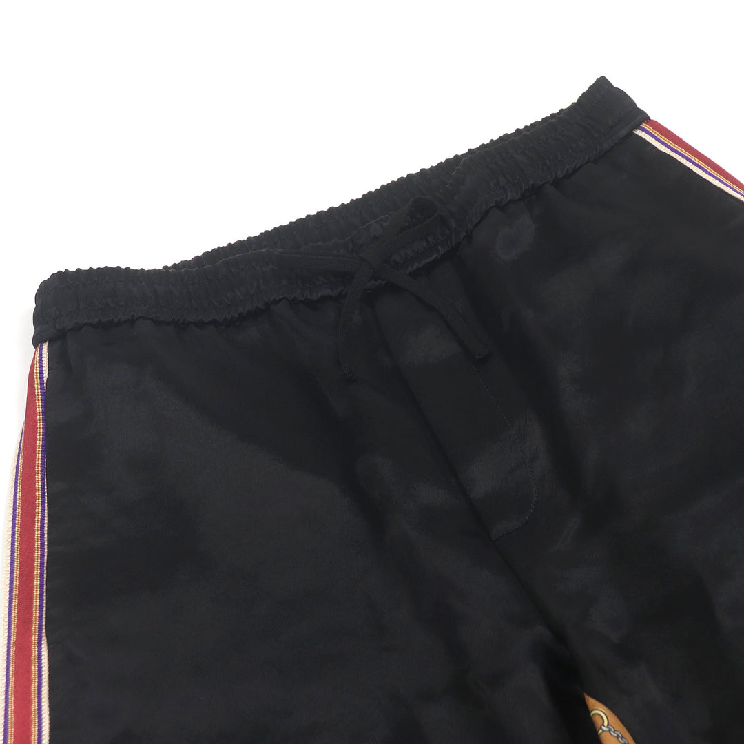美品□GUCCI グッチ 572500 一部シルク100％ バイマテリアルプリント ショーツ ブラック系 46 イタリア製 正規品