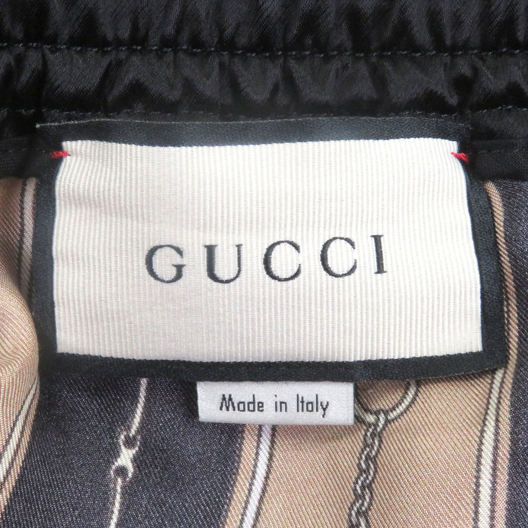 美品□GUCCI グッチ 572500 一部シルク100％ バイマテリアルプリント ショーツ ブラック系 46 イタリア製 正規品