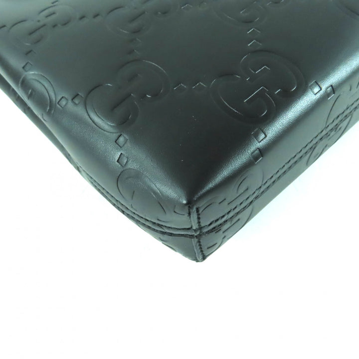 未使用品★GUCCI グッチ 790133 GG スーパーミニバッグ 2way レザー ショルダーバッグ ブラック 箱・保存袋付き イタリア製 レディース