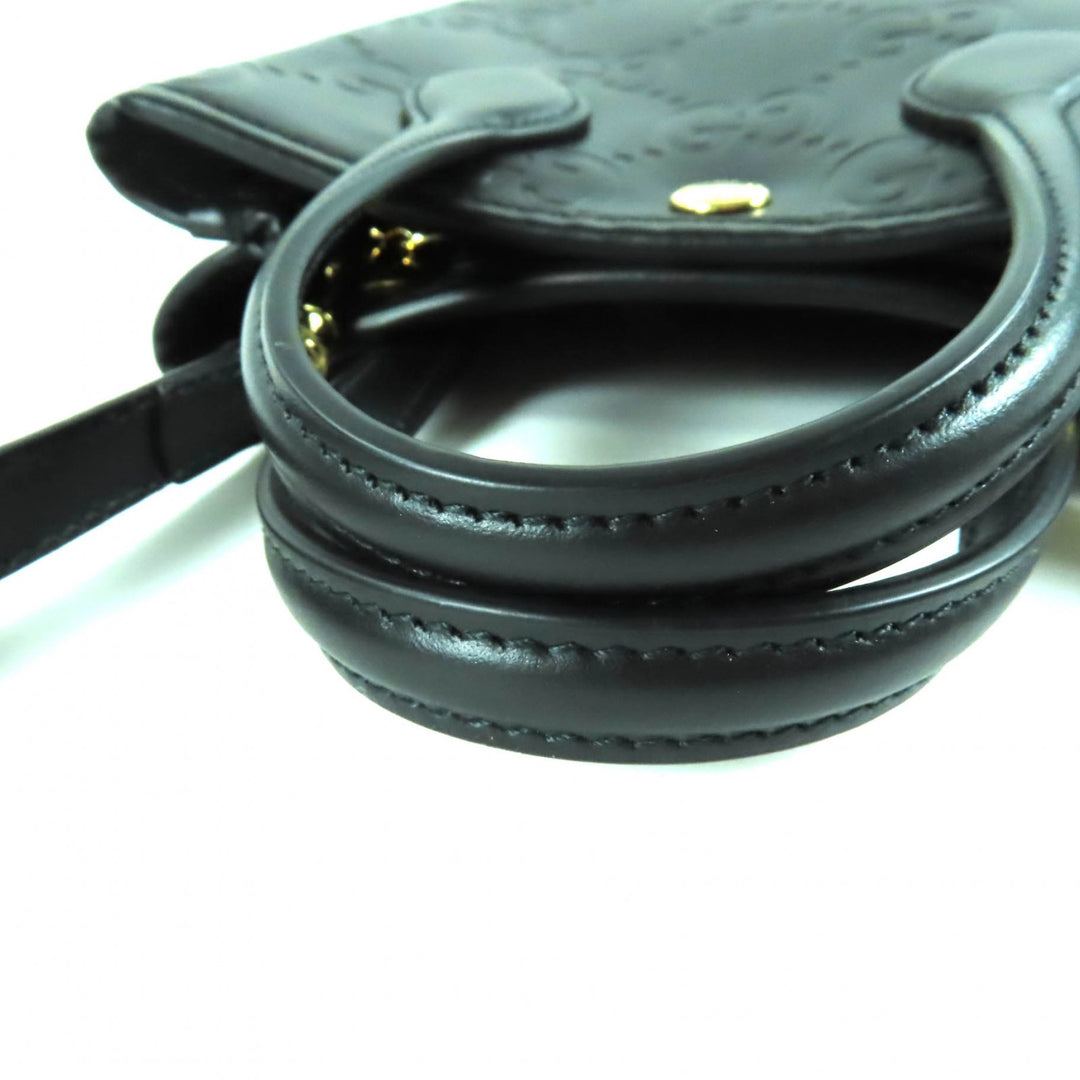 未使用品★GUCCI グッチ 790133 GG スーパーミニバッグ 2way レザー ショルダーバッグ ブラック 箱・保存袋付き イタリア製 レディース