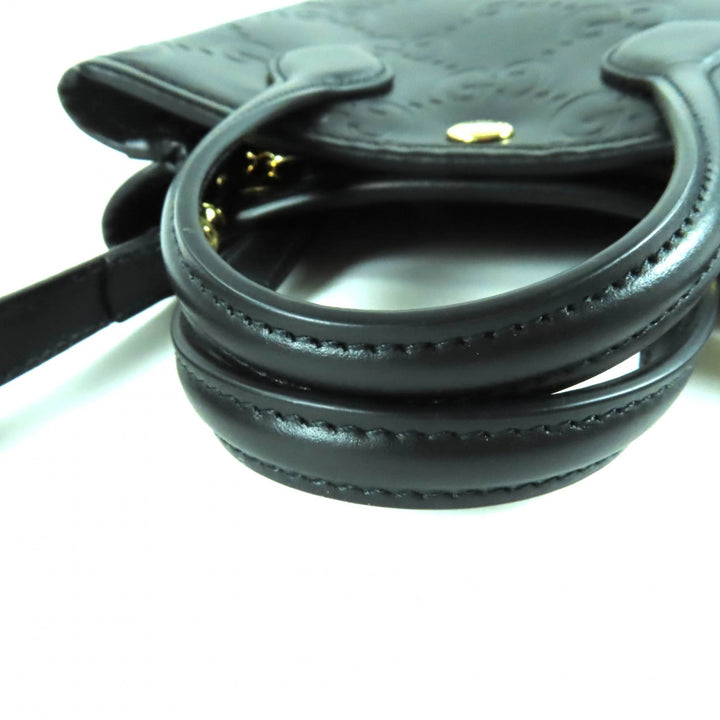未使用品★GUCCI グッチ 790133 GG スーパーミニバッグ 2way レザー ショルダーバッグ ブラック 箱・保存袋付き イタリア製 レディース
