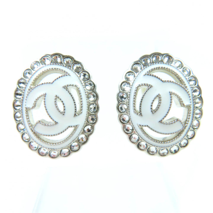 未使用品◇CHANEL シャネル A25C ココマーク ラインストーン装飾 両耳用 ピアス アクセサリー ホワイト 箱付き フランス製 レディース