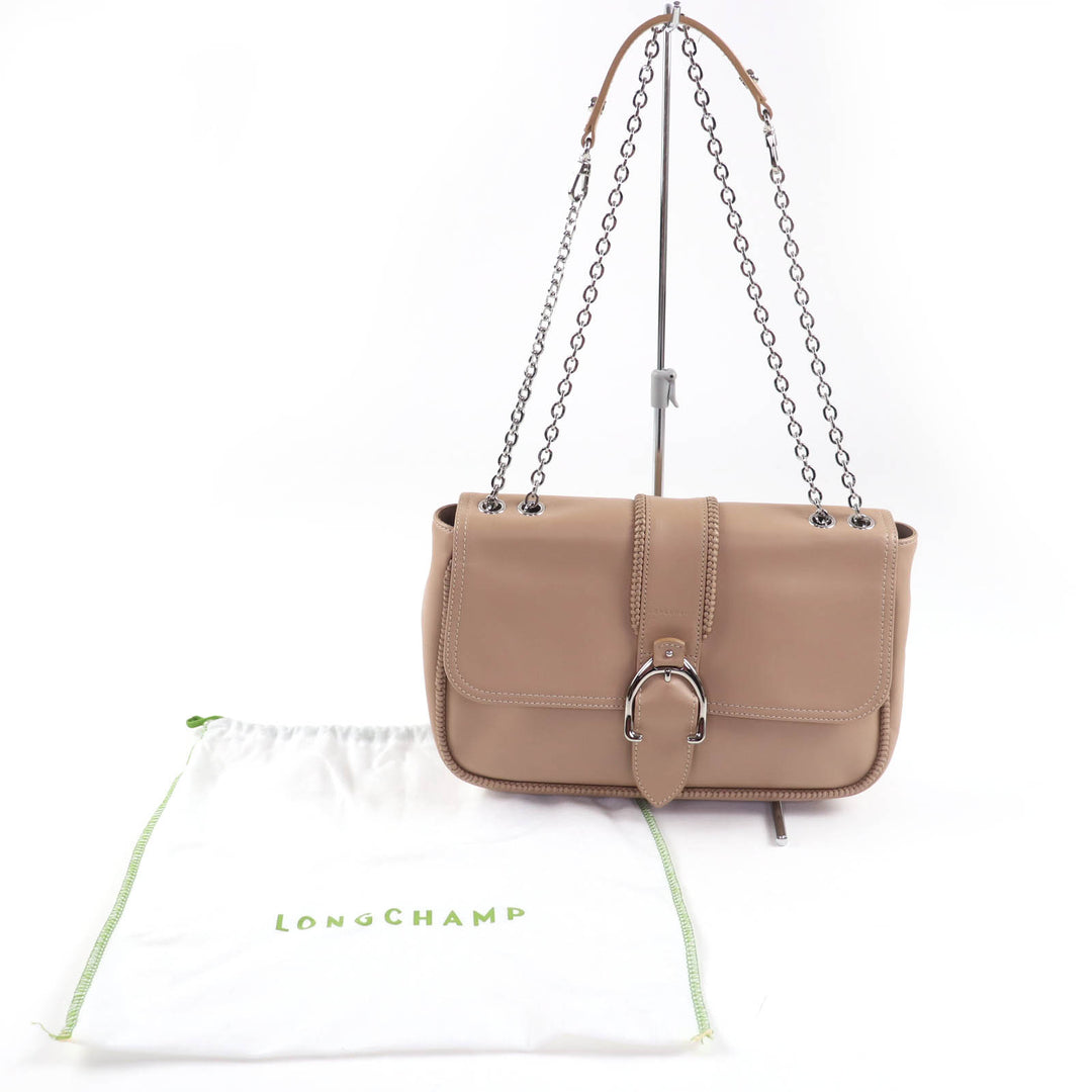 極美品☆Longchamp ロンシャン アマゾーヌ チェーン 2WAY レザー ハンドバッグ ショルダーバッグ ブラウン 保存袋付き フランス製