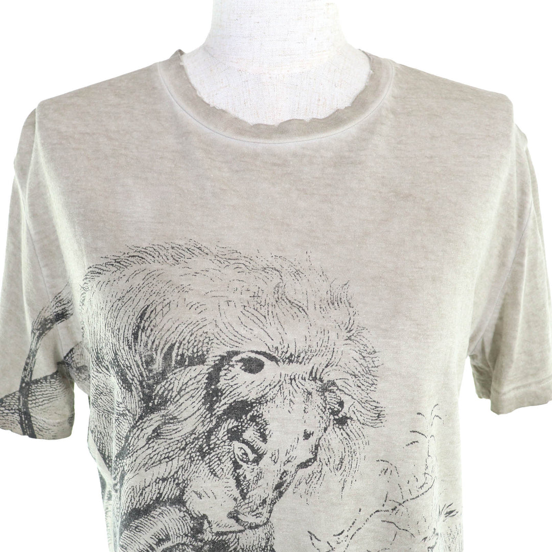 美品△Christian Dior クリスチャンディオール 253T09B4404 コットン リネン BEEロゴ ダメージ加工 クルーネック 半袖Ｔシャツ 正規品