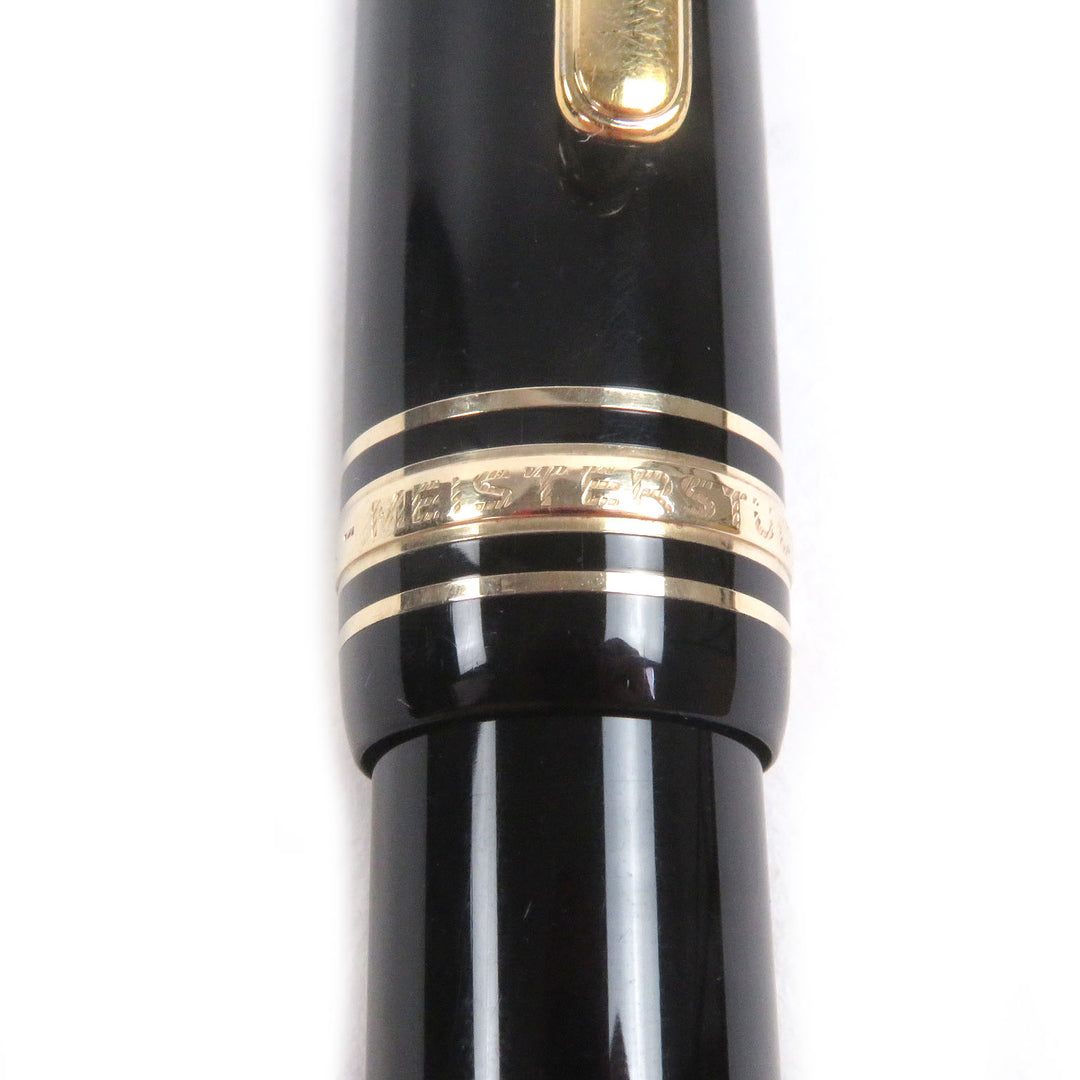 良品□MONTBLANC モンブラン マイスターシュテュック 146 ペン先14K Fニブ キャップ式 万年筆 ブラック ゴールド ドイツ製 メンズ